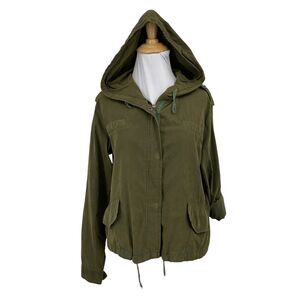 Brandy Melville Jacket Womens S Small Moss Hailey Utility Tab Sleeve Hooded